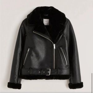ABERCROMBIE VEGAN LEATHER AVIATOR JACKET